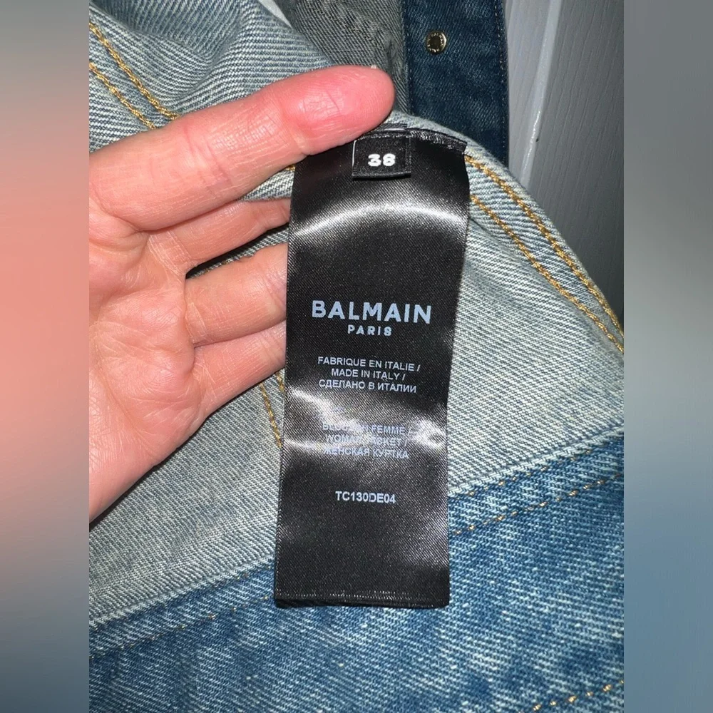 BALMAIN Gold Logo Button Denim Jacket - Picture 11 of 11